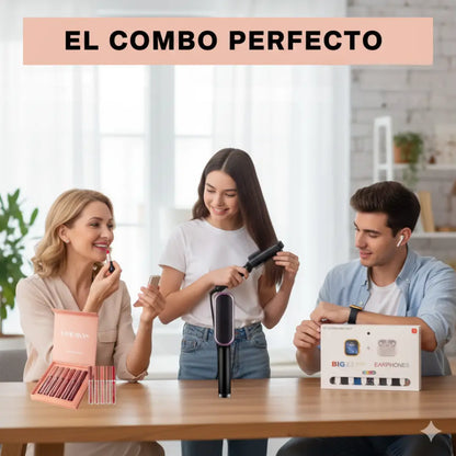 Combo Navideño (Reloj, Cepillo Alisador y Labiales)