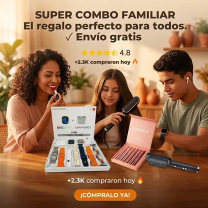 Combo Navideño (Reloj, Cepillo Alisador y Labiales)